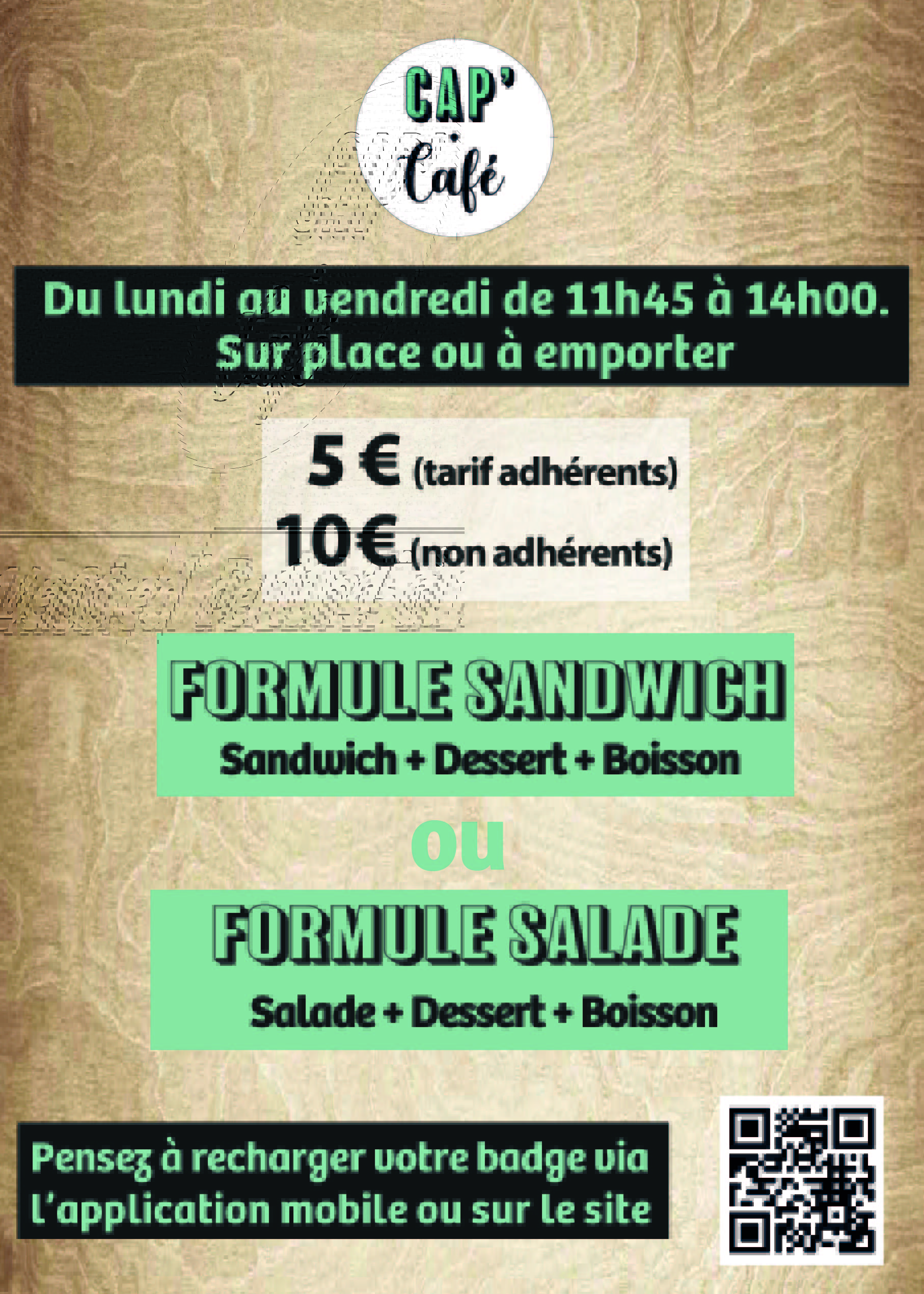 Formule sandwich capcafé
